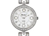 Cultured Freshwater Pearl & South Sea Mother Of Pearl & Cubic Zirconia Rhodium Over Brass Watch
