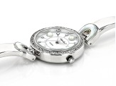 Cultured Freshwater Pearl & South Sea Mother Of Pearl & Cubic Zirconia Rhodium Over Brass Watch
