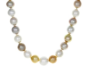 Multi-Color Cultured South Sea Pearl Rhodium Over Sterling Silver 18 Inch Strand Necklace