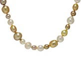 Multi-Color Cultured South Sea Pearl Rhodium Over Sterling Silver 22 Inch Strand Necklace