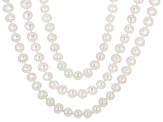 6.5-7.5MM White Cultured Freshwater Pearl Strand Necklace Set 18, 24, & 36 Inch.