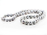 8-12mm Platinum Cultured Freshwater Pearl Rhodium Over Silver Graduated Strand Necklace