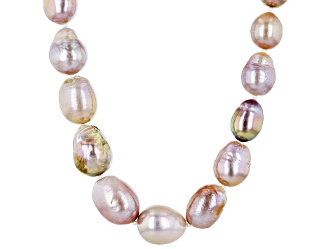 Genusis™ Multi-Color Cultured Freshwater Pearl Rhodium Over Silver Graduated Strand Necklace