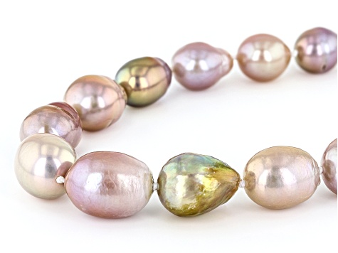 Genusis™ Multi-Color Cultured Freshwater Pearl Rhodium Over Silver Graduated Strand Necklace