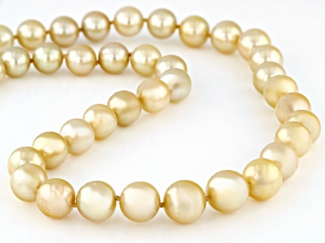 Golden Cultured South Sea Pearl 14k Yellow Gold Strand Necklace 18 inch