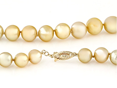 Golden Cultured South Sea Pearl 14k Yellow Gold Strand Necklace 18 inch