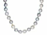 Platinum Cultured Japanese Akoya Pearl Rhodium Over Sterling Silver 18 Inch Strand Necklace