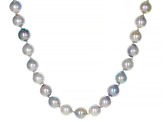 Multicolor Platinum Cultured Japanese Akoya Pearl Rhodium Over Sterling Silver Strand 18" Necklace