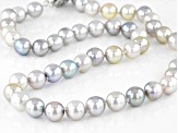 Multicolor Platinum Cultured Japanese Akoya Pearl Rhodium Over Sterling Silver Strand 18" Necklace