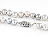 Multicolor Platinum Cultured Japanese Akoya Pearl Rhodium Over Sterling Silver Strand 18" Necklace