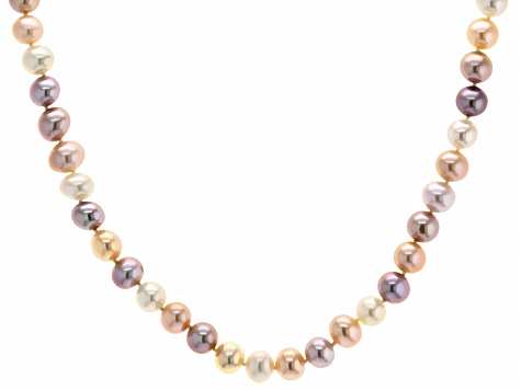Multi-Pink Cultured Freshwater Pearls 14k Yellow Gold 18 Inch Strand ...