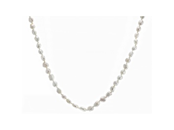 Picture of White Cultured Freshwater Pearls Rhodium Over Sterling Silver 24 Inch Strand Necklace