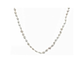 White Cultured Freshwater Pearls Rhodium Over Sterling Silver 24 Inch Strand Necklace