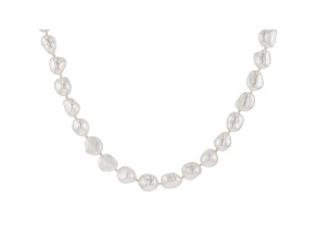 White Cultured Freshwater Pearl Rhodium Over Sterling Silver 18 Inch Strand