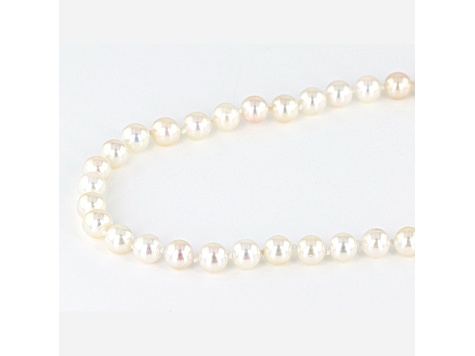 White Cultured Japanese Akoya Pearls 14K Yellow Gold 18 Inch Strand Necklace 5-5.5mm