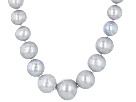 Platinum Cultured Freshwater Pearls Rhodium Over Sterling Silver 18 Inch Strand Necklace 5-11mm