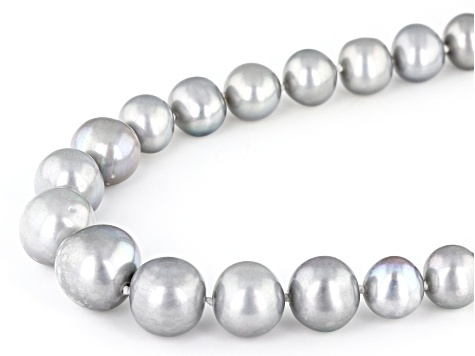 Platinum Cultured Freshwater Pearls Rhodium Over Sterling Silver 18 Inch Strand Necklace 5-11mm