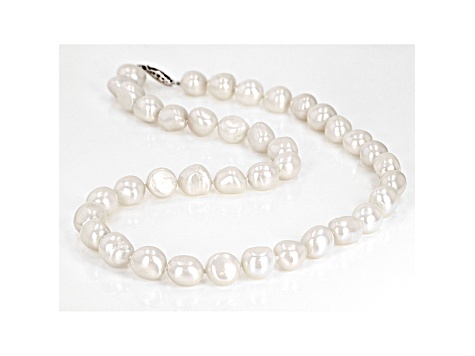 White Freshwater Pearls Rhodium Over Sterling Silver 18 Inch Strand Necklace