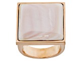 Pink South Sea Mother-of-Pearl 18k Rose Gold Tone Stainless Steel Ring