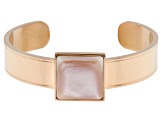 Pink South Sea Mother-Of-Pearl 18K Rose Gold Tone Stainless Steel Cuff Bracelet