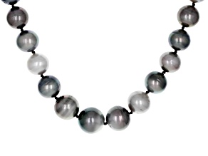 Multi-Color Cultured Tahitian Pearl Rhodium Over Sterling Silver 18 Inch Strand Necklace