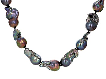 Picture of Genusis™ Black Cultured Freshwater Pearl Rhodium Over Sterling Silver 22 Inch Strand Necklace