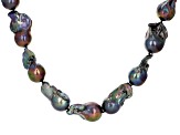 Genusis™ Black Cultured Freshwater Pearl Rhodium Over Sterling Silver 22 Inch Strand Necklace