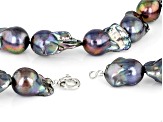 Genusis™ Black Cultured Freshwater Pearl Rhodium Over Sterling Silver 22 Inch Strand Necklace