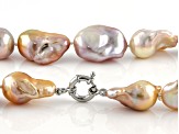 Genusis™ Multi-Color Cultured Freshwater Pearl Rhodium Over Sterling Silver 18 Inch Necklace