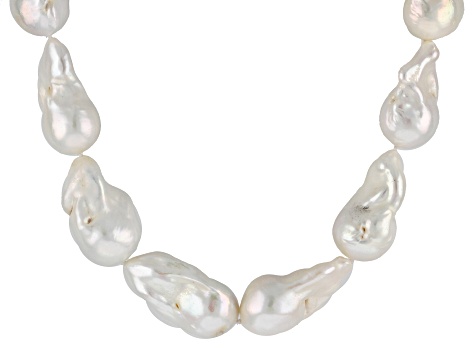Genusis™ White Cultured Freshwater Pearl Rhodium Over Sterling Silver 18 Inch Necklace