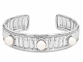 White Cultured Freshwater Pearl Rhodium Over Sterling Silver Cuff Bracelet