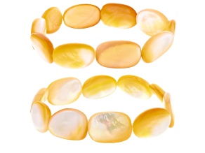 Golden South Sea Mother-of-Pearl Stretch Bracelet Set of 2