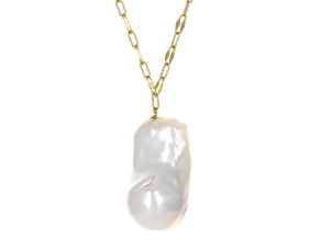 Genusis™ White Cultured Freshwater Pearl 18k Yellow Gold Over Sterling Silver Necklace