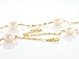 White Cultured Freshwater Pearl 18k Yellow Gold Over Sterling Silver Station Necklace