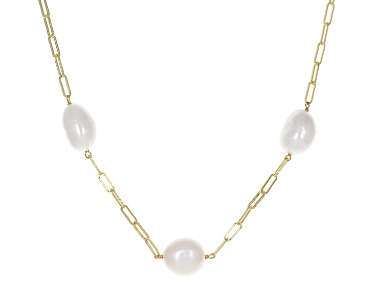 Pearl DOVE model パール ダヴ White Cultured Freshwater Pearl 18k Yellow Gold Over