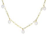 White Cultured Freshwater Pearl 18k Yellow Gold Over Sterling Silver 18-inch Necklace