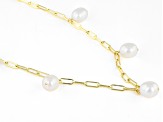 White Cultured Freshwater Pearl 18k Yellow Gold Over Sterling Silver 18-inch Necklace