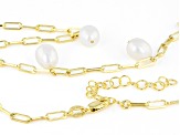 White Cultured Freshwater Pearl 18k Yellow Gold Over Sterling Silver 18-inch Necklace