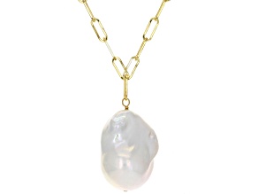 Genusis™ White Cultured Freshwater Pearl 18k Yellow Gold Over Sterling Silver Pendant with Chain