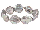 Platinum Cultured Freshwater Coin Pearl Stretch Bracelet