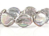 Platinum Cultured Freshwater Coin Pearl Stretch Bracelet