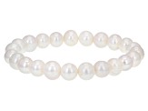 White Cultured Freshwater Pearl Rhodium Over Silver Necklace, Bracelet, and Earring Set