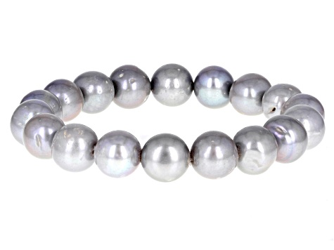 Platinum Cultured Freshwater Pearl Rhodium Over Sterling Silver Necklace Bracelet & Earring Set