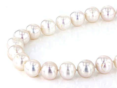 White Cultured Freshwater Pearl Rhodium Over Sterling Silver 18 Inch Strand Necklace