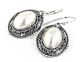 White Cultured Mabe Pearl Sterling Silver Earrings