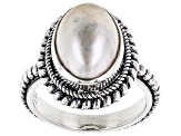 White Cultured Mabe Pearl Sterling Silver Ring