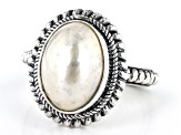 White Cultured Mabe Pearl Sterling Silver Ring