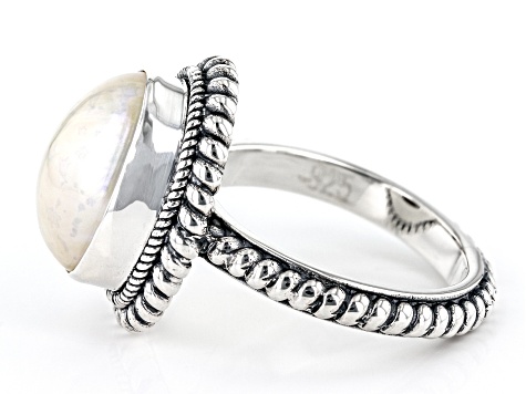 White Cultured Mabe Pearl Sterling Silver Ring