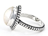 White Cultured Mabe Pearl Sterling Silver Ring