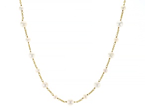 White Cultured Freshwater Pearl 18k Yellow Gold Over Sterling Silver 18.5 Inch Station Necklace